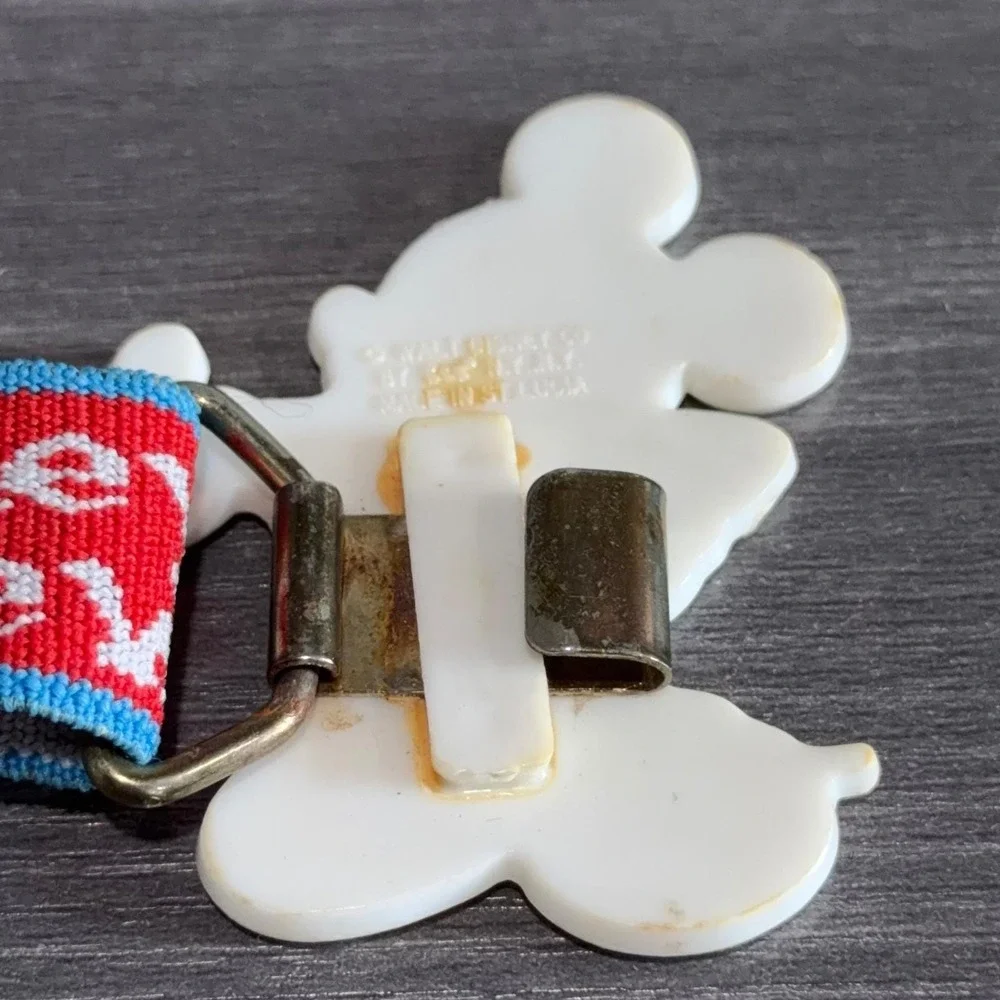 Vtg Mickey Mouse Belt Mickey & Crew Red‎ Elastic Adjustable Kids Disney Buckle